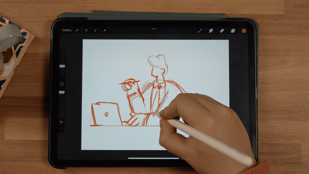 create vector illustrations, drawing sketches, first draft